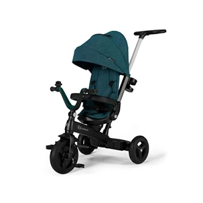 Afbeelding van Kinderkraft driewieler TWIPPER, fiets met duwstang, 360 draaibare zitting, zonnekap, accessoires, bel, bekerhouder, van 9 maanden tot 5 jaar, groen