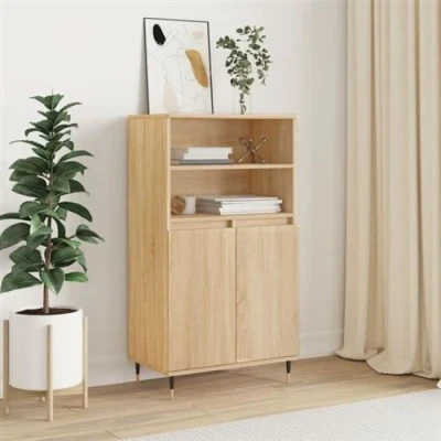 Afbeelding van Hoge kast 60x36x110 cm bewerkt hout sonoma eikenkleurig