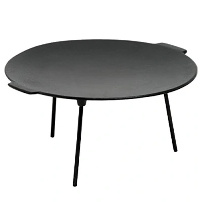 Afbeelding van BBQ Toro Gietijzeren grillpan met 3 poten, rond, Dutch Oven standaard, driepoot grillplaat (diameter 45 cm)
