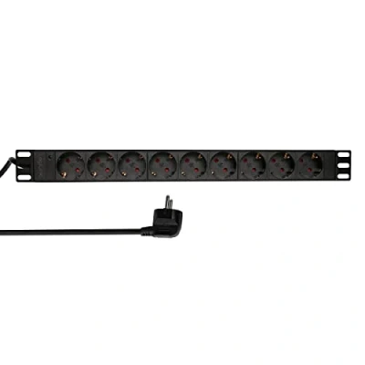 Afbeelding van LogiLink PDU9C03 19 inch Stekkerdoos voor patchkast 1 HE Geaarde contactdoos Zwart