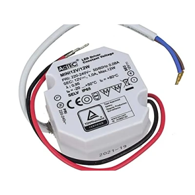 Afbeelding van Mini voeding, 12 V, kleine led transformator, IP67 waterdicht, W, 1 A, voor ledstrips, Slim Solo 49 x 47 24 mm
