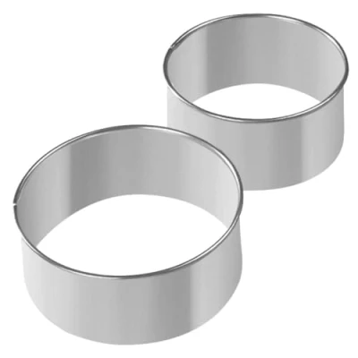 Afbeelding van Zenker 44870 Set van 2 ronde donut uitsteekvormpjes, gezandstraalde uitsteekvorm, roestvrij staal, groot: 9,5 x 4,2 cm, klein: 8 cm