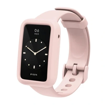 Afbeelding van Siliconen sportbandje met case Lichtroze Xiaomi Smart band 7 Pro
