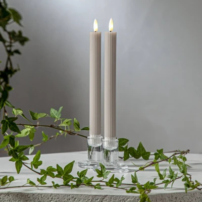 Afbeelding van Star Trading LED kaars Flame Stripe set van 2 gemaakt was, bruin