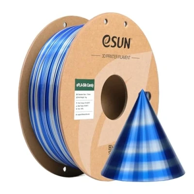 Afbeelding van eSUN Silk Candy 1,75 mm zijdezacht PLA filamentspoel voor 3D printers, kleurverloop zilverblauw