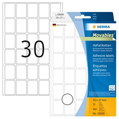 Afbeelding van Etiket HERMA 10608 19x27mm verwijderbaar wit 960stuks