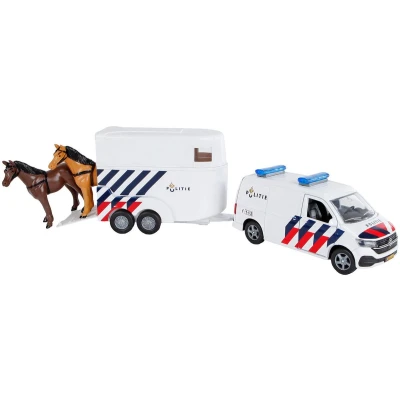 Afbeelding van Kids Globe VW Transporter Politie met Paardentrailer