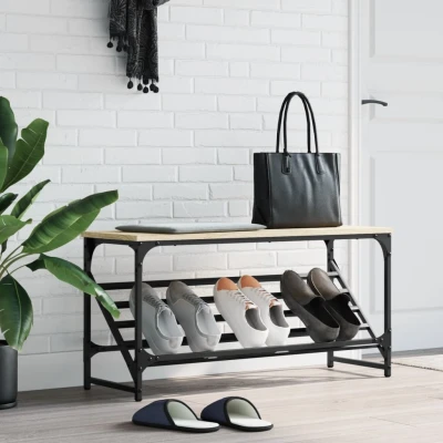 Afbeelding van Schoenenrek 90x30x45 cm bewerkt hout sonoma eikenkleurig
