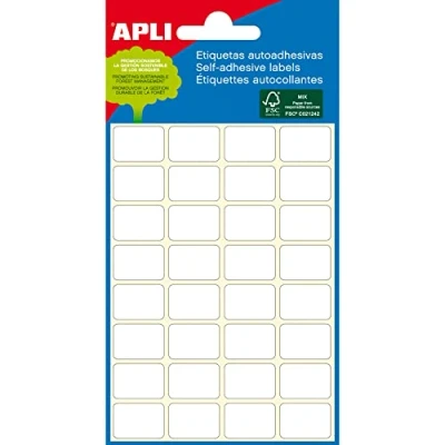Afbeelding van Apli witte etiketten ft 12 x 30 mm (b h), 144 stuks, 24 per blad (2671) etiket