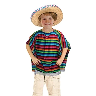 Afbeelding van Bristol Novelty Mexicaanse poncho, uniseks, kinderen, CC320, meerkleurig, één maat, Halloween