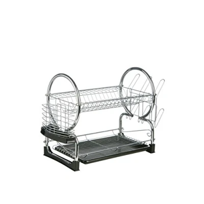 Image de Premier égouttoir à vaisselle bac amovible noir chromé 2 étages