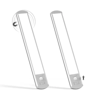 Afbeelding van LQWELL® 36 leds kastlamp met bewegingsmelder, 24 cm, 1500 mAh, oplaadbaar, dimbaar, voor keuken, kast, boekenkast, slaapkamer (grijs, 2 stuks)