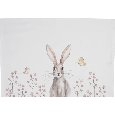Afbeelding van Clayre &amp; Eef Placemats Set van 6 48x33 cm Wit Bruin Katoen Rechthoek