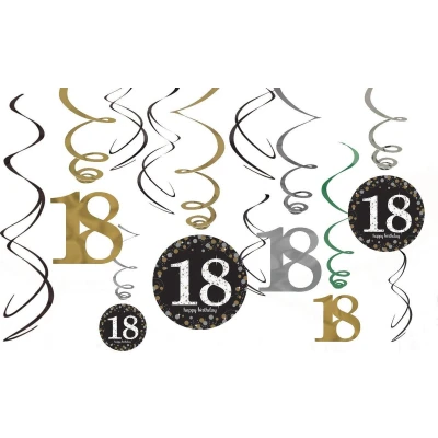 Afbeelding van Decoratie swirl 18 zwart goud zilver