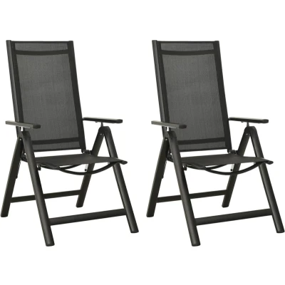 Afbeelding van Tuinstoelen 2 st inklapbaar textileen aluminium antracietkleur