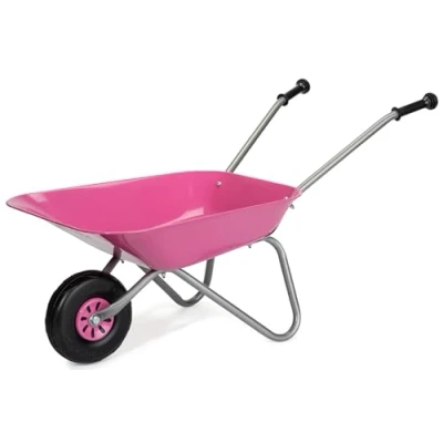 Image de ROLLY TOYS 274802 Brouette en métal pour enfant à partir de 2,5 ans, bol métal, poignées plastique, charge maximale : 25 kg, rose