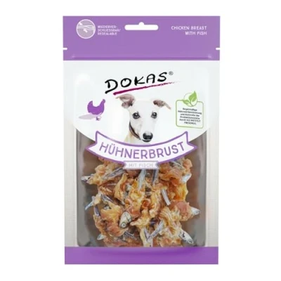 Afbeelding van Dokas Hunde Snack Hühnerbrust mit Fisch 8x70g