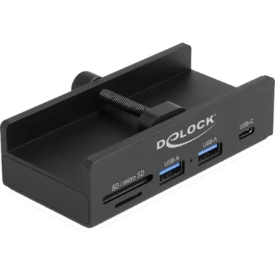 Afbeelding van Delock Externe USB 5 Gbps hub met 2 x Type A, 1 Ty (USB 4 Havens), Docking station + hub, Zwart
