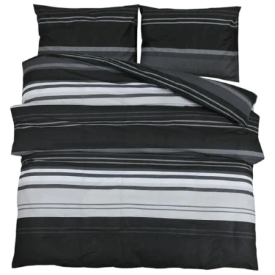 Afbeelding van Dekbedovertrekset 200x220 cm katoen zwart en wit