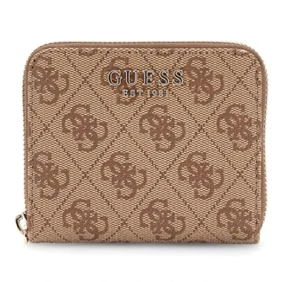 Afbeelding van GUESS Laurel II SLG Small Zip Around Portefeuille Latte Logo