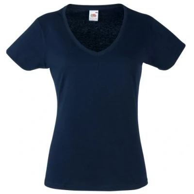 Afbeelding van Fruit of the Loom T shirt met V hals voor dames, Donkerblauw