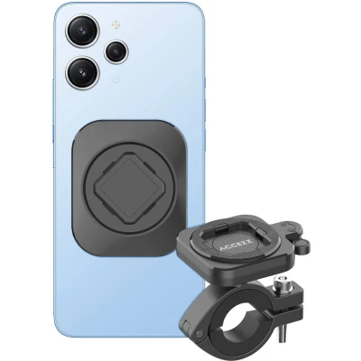 Afbeelding van Accezz EasyLock telefoonhouder fiets Universeel Aluminium 360 graden draaibaar Zwart