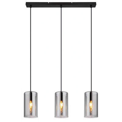 Afbeelding van Olly hanglamp, lengte 63 cm, rookgrijs, glas, 3 lamps.