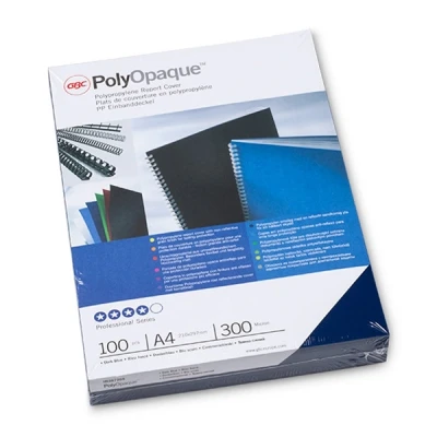 Image de GBC Plats de couverture PolyOpaque, format A4, 0,30 mm, Bleu foncé, pqt 100