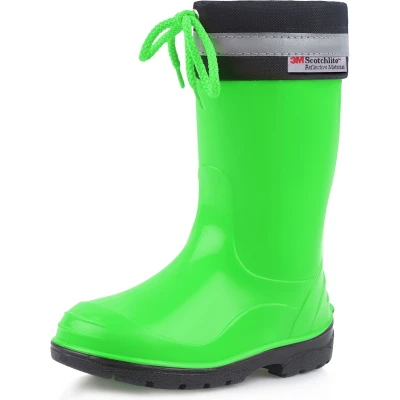 Afbeelding van Ladeheid Kinder Regenlaarzen Rubber Hoog met Veters PVC Waterdicht Groenzwart 23 LA LMG 972 Kim