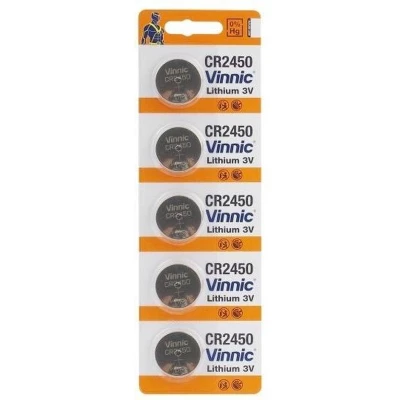 Afbeelding van 5 Stuks ( 1 Blister a 5st) Vinnic CR2450, DL2450, ECR2450 3V Lithium knoopcel batterij