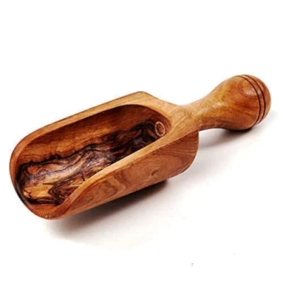 Afbeelding van das Olivenholzbrett, Houten maatlepel, kruidenschep, meelschep van olijfhout, 12 cm