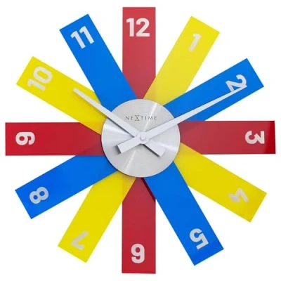 Afbeelding van Nextime Ne 3285Di Design Wandklok 40Cm Stille Klok Multicolor Acryl &quot;Plexi&quot;