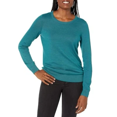 Image de Amazon Essentials Chandail léger à manches longues et encolure ras du cou pour femme (disponible en grande taille), bleu sarcelle, taille