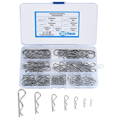 Afbeelding van 100 stuks borgpennen, R clips met sleufpennen, assortiment veerbevestigingspinnen, Cotter Pins voor auto aanhanger