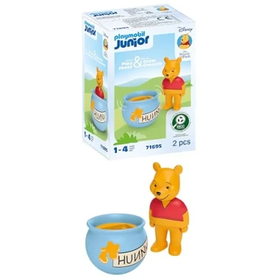 Image de Playmobil Junior &amp; Disney 71695 Winnie l&#039;ourson et le pot de miel, fonction rotation, jouet durable fabriqué en plastique à base plantes, pour enfants partir 12 mois