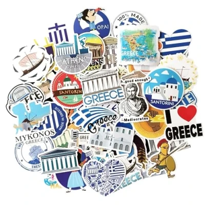 Afbeelding van Griekenland scrapbooking stickers agenda koffer computer vintage voor fotoalbum reisstickers