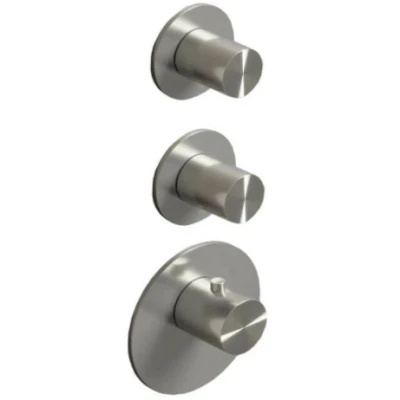 Afbeelding van SB 316 AESTHETICS Round Inbouw thermostaatkraan met 3 uitgangen stopkraan / stop omstelkraan volledig RVS 1208954949