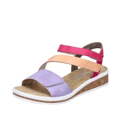 Afbeelding van Rieker Sandalen met sleehak, Dames, Maat: 39, Bunt Hoogwaardig imitatieleer
