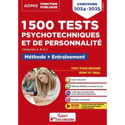 Image de 1500 tests psychotechniques et de personnalité Méthode entraînement intensif