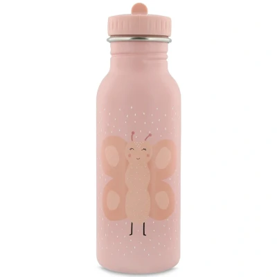 Afbeelding van Trixie Drinkfles Mrs. Butterfly RVS Waterfles voor kinderen 500ml Lekvrije Fles Roze Vlinder