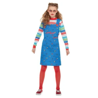 Afbeelding van Smiffy&#039;s Chucky &amp; Child&#039;s Play Kostuum Vreselijke Jaloerse Vriendin Meisje Blauw Medium Halloween Verkleedkleding