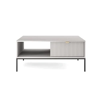 Afbeelding van Selsey Vellore Koffiebank 104x68 cm grijs met geribbelde voorkant en gouden handgreep