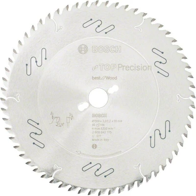 Image de BOSCH 2608642115 lame de scie circulaire Top Precision Best for Wood, 300 x 30 3.2 mm, 60T
