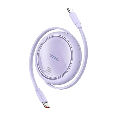 Afbeelding van Baseus USB C kabel, 100W PD 5A QC 4.0 Mini oprolbare naar snellaadkabel, 4 vooraf ingestelde lengtes voor iPhone 15 Samsung iPad, eenvoudig op te bergen, draagbaar