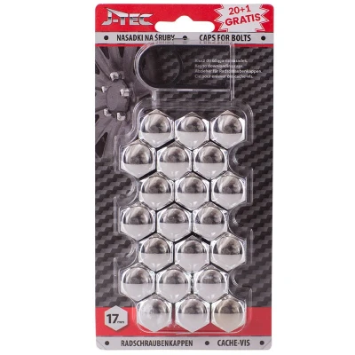 Afbeelding van J TEC Wielbout Wielmoer 17mm Doppen Beschermende Afdekkapjes Zilver 20 stuks (set)