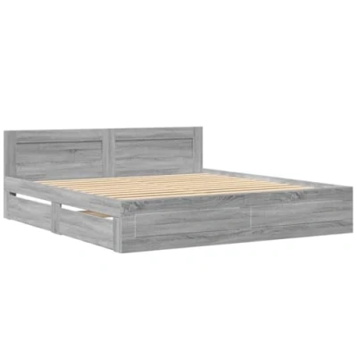Afbeelding van vidaXL Bedframe met hoofdeinde bewerkt hout grijs sonoma 200x200 cm