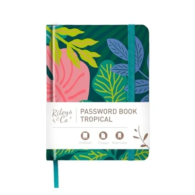 Afbeelding van Rileys &amp; Co. Terrazzo Compact wachtwoordboek, alfabetische tabbladen, veilige login organizer, internetgebruikersnaam en website, draagbaar praktisch (beige, 15,2 x