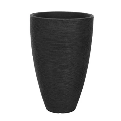 Afbeelding van Spetebo Ronde bloempot van kunststof met groefstructuur, 39,5 x 31 cm, voor binnen en buiten