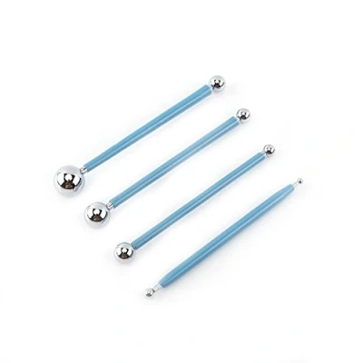 Afbeelding van 4 stuks boetseergereedschap, 8 roestvrijstalen ballen, modelleergereedschap voor klei, keramiek, aardewerk, sculptuur