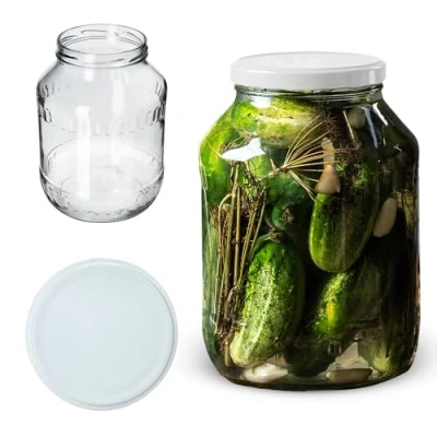 Afbeelding van KADAX Weck Glazen voorraadpot, 1 delige set, 2,5 liter, diameter 100 mm, komkommerglas, rond, met wit deksel